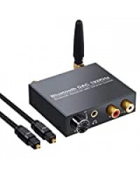 AUTOUTLET Convertisseur audio numérique/analogique 192k avec récepteur Bluetooth, sortie audio optique/coaxiale vers RCA 3,5 mm avec contrôle du volume pour TV Phone Tablet Amplifer, Digital to Analog