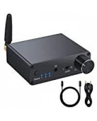 CAMWAY 192kHz Bluetooth 5.0, DAC,Convertisseur Audio Analogique Optique USB Coaxial, Récepteur Mini Ampli Audio Stéréo avec Amplificateur casque，Volume Control，Support APTX, AAC, SBC，Faible retard