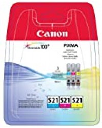 Canon CLI-521 Cartouche C/M/Y Multipack Cyan, Magenta, Jaune (Multipack plastique)