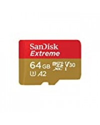 Carte Mémoire MicroSDXC SanDisk Extreme 64 Go + Adaptateur SD avec Performances Applicatives A2 jusqu'à 160 Mo/s, Classe 10, U3, V30