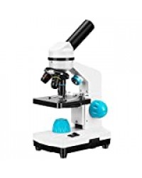 Microscope TOPQSC Microscope 40X-2000X avec Ensemble de Lames de Microscope, Adaptateur de téléphone, pour Laboratoire Scolaire Maison Recherche Scientifique Biologique éducation