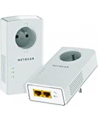 NETGEAR PLP2000-100FRS Pack de 2 prises CPL 2000 Mbps avec Prise filtrée et 2 Ports Ethernet, Compatibles avec tous les modèles de la gamme et toutes les Box Internet, idéal pour le Multi-TV