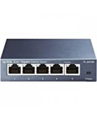 TP-Link Switch Ethernet (TL-SG105) Gigabit 5 RJ45 ports metallique 10/100/1000 Mbps, idéal pour étendre le réseau câblé pour les PME et les bureaux à domicile