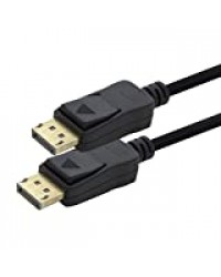 1 câble DisplayPort 1.2 4 K noir de 3 m - Transmet les signaux numériques d'image et audio avec une résolution jusqu'à 4 K (60 Hz), rétrocompatible avec 1.1.