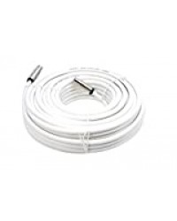 15m Câble d'extension Pour Antenne Tv, Câble Coaxial Blanc, Connecteurs Mâle / Mâle Avec Adaptateur Femelle