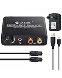 192kHz DAC Convertisseur Numérique vers Analogique Volume ajustable Digital SPDIF Optique Coaxial Toslink vers Analogique Stéréo Audio L/R RCA pour XBox HD DVD PS4 Home Cinéma