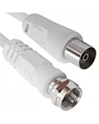 1aTTack coaxial/Sat câble de raccordement (connecteur F à Prise coaxiale, 2,5 m) Blanc (Import Allemagne)