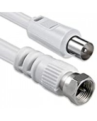 1aTTack coaxial/Sat câble de raccordement (connecteur F pour connecteurs coaxiaux, 5m) Blanc (Import Allemagne)