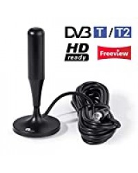 1byone Mini Antenne Intérieure TV Tige HDTV HD Numérique avec Magnétique, Aérien Super Réception pour Signaux de Télévision Analogiques TNT DVB-T et UHF/FM/VHF