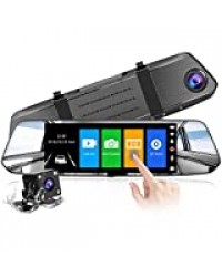 【2020 Nouvelle Version】CHORTAU Dashcam Voiture Rétroviseur Écran Tactile de 7 Pouces Full HD 1080P, Caméra de Voiture Grand Angle avec Caméra Avant et Caméra Arrière Étanche, Système de Stationnement,