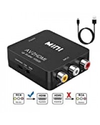 Adaptateur RCA vers HDMI, Ablewe Convertisseur AV vers HDMI Mini AV à HDMI vidéo Signal Prise en Charge 1080P avec câble de Chargement USB pour PC Portable Xbox PS2 PS3 etc.