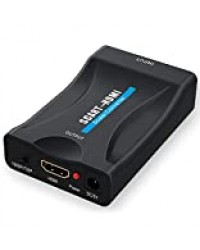 Adaptateur SCART vers HDMI, GANA 1080P Convertisseur péritel SCART vers HDMI avec câble d'alimentation USB pour la Connexion d'un décodeur, d'un Lecteur DVD, d'un boîtier STB etc.