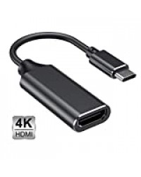 Adaptateur USB C vers HDMI, Adaptateur USB Type C à HDMI 4k (Thunderbolt 3 compatible) avec sortie audio vidéo pour MacBook Pro 2018/2017, iPad pro 2018, Samsung Note 9/S9, Huawei Mate 20 etc (Black)