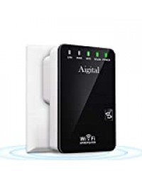 Aigital Amplificateur WiFi sans Fil Puissant, Répéteur WiFi Extender Booster 300Mbps 2.4Ghz, 2 Port Ethernet, WPS, Facile à Installation, Compatible avec Tous Les routeurs, AP/Routeur/Répéteur Mode