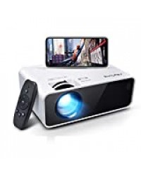 Allyoung Mini projecteur à LED WiFi 5000 lumens Prise en Charge 1080p Full HD, 720P Native Vidéoprojecteur Compatible avec iphone/Android/Mac/TV Stick Jeu Console/HDMI/VGA/USB/TF/AV, Blanc (Blanc)