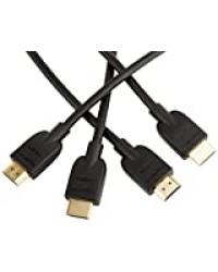 Amazon Basics Lot de 2 Câbles HDMI 2.0 Haute Vitesse Ultra HD, Supportant Les Formats 3D et avec Canal de Retour audio, 0,9 m