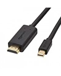 Amazon Basics Mini Câble DisplayPort vers HDMI avec Connecteurs Plaqué or, Signal Audio Numérique Clair et Résolution Full HD - 1,83 m