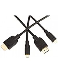 AmazonBasics Lot de 2 câbles micro HDMI vers HDMI 2.0 haut débit - 0,91 m