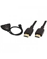 AmazonBasics Switch HDMI 3 ports & Câble HDMI 2.0 haut débit Compatible Ethernet / 3D / retour audio, 4K Ultra HD [Nouvelles normes] 0,9 m