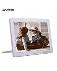 Andoer 12" Cadre Photo Numérique HD LED Ecran de 1280 * 800 Haute Résolution avec Télécommande, Cadre Photo Electronique a Fonctions de Horloge Calendrier MP3 MP4 et Lecteur de Film