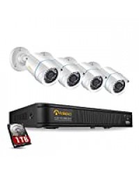 Anlapus H.265+ Full HD 1080P Kit Caméras Surveillance 4X Caméra Extérieure 2MP IP66 avec Enregistreur 8CH en 1080P Disque Dur 1TB APP Gratuite Alerte par E-Mail & Détection de Mouvement