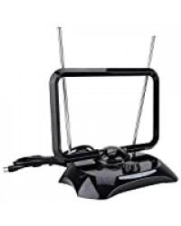 Antenne TV, 38DBI Antenne HDTV Intérieure à Gain Élevé avec Amplificateur Antenne de Télévision TNT Numérique Portable pour TV DVB-T, Radio Dab, etc.