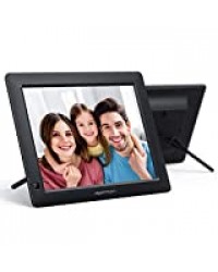 APEMAN Cadre Photo Numérique 8 Pouces avec écran HD IPS 1280x800, Supportez Carte SD, clé USB, Photos, Vidéos, Calendrier, Réveil, Horloge, Livre électronique, Musique de Fond, Cadeaux Exquis (Noir)