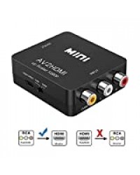 Asbter Adaptateur RCA vers HDMI Convertisseur AV en HDMI Adaptateur AV en HDMI Prise en Charge 1080P avec câble de Chargement USB Housse de Protection pour PC/Nintendo/Xbox / PS4 / PS3 / TV/STB/VHS