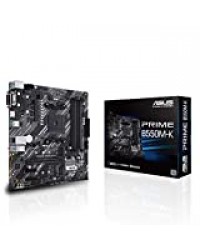 ASUS PRIME B550M-K – Carte mère AMD B550 (Ryzen AM4) au format micro ATX motherboard avec double M.2, PCIe 4.0, DDR4 4400 Ethernet 1Gb, HDMI/D-Sub/DVI et USB 3.2 Gén. 2 Type-A