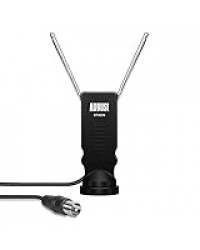 August DTA220 Antenne Portable Freeview et DVB-T2 HD Petite Antenne Télescopique Intérieur pour Freeview TV Tuner USB DVB-T DVB-T2 / Dab Base Pasteable pour Voiture, Camion, Maison, Camping Noir