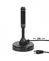 August DTA240 Antenne TV TNT – Antenne Portable Intérieure/Extérieure pour Récepteur TV USB / Télévision Numérique / Radio DAB – Avec Embase Magnétique