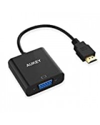 AUKEY Adaptateur HDMI vers VGA 1080P Convertisseur HDMI Mâle à VGA Femelle Compatible avec PC, TV Box, HDTV, Ultrabook, Xbox - Noir (New)