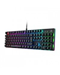 AUKEY Clavier Gaming Commutateurs Personnalisables de Rétroéclairage RVB et Bleu Tactile, Clavier Mécanique 100% Anti-ghosting de 105 Touches avec Éclairage Surround (AZERTY Français) (105-Key)