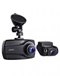 AUKEY Double Dash Cam 1080p avec écran 2.7”, caméra Avant et arrière Full HD, Objectif 6 Voies 170° à Angle Large, G-Sensor et Chargeur Voiture Double Port