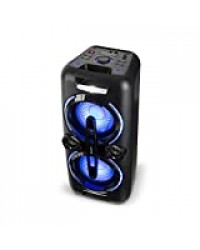 auna Bazzter Système Audio de soirée - 2 subwoofer de 20,3 cm (2 x 8 ) , Enceinte Bluetooth , 100W RMS , Batterie , USB , MP3 , AUX , FM , Micro , Noir
