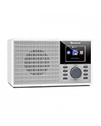 auna IR-160 Radio Internet avec WiFi - Port USB Compatible MP3/WMA, Entrée AUX, Streaming réseau, Écran TFT 2.8", Enceinte intégrée, Blanc