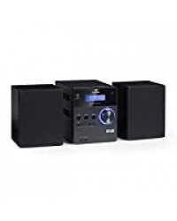 AUNA MC-20 Dab - Micro chaîne stéréo, Tuner Dab(+) numérique, Tuner analogique FM PLL, Lecteur CD Vertical, 2 x 5 W, Bluetooth, Affichage LCD, Noir