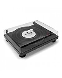 AUNA TT-Classic BK - Platine Vinyle , Tourne-Disque , entraînement par Courroie , Port USB pour la Lecture et la numérisation , 3 Vitesses , 33, 45 et 78 Tours. , Haut-parleurs stéréo , Noir