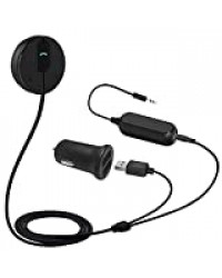 Besign Kit Bluetooth de Voiture, Récepteur Bluetooth, Adaptateur Audio Mains-Libres Bluetooth 4.1 avec Micro, Base Magnétique et Isolateur de Terre de Bruit pour Audio de Voiture