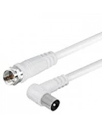 "BestPlug" LNB A Câble satellite coaxial Coax Antenne 1,5 m connecteur F droit mâle vers coaxial Fiche coudée mâle à 90 ° pour Analogique et Numérique HD TV Convient Blanc 1,5 m M