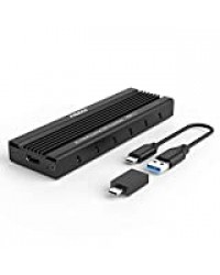 Boîtier SSD Externe M.2 NVME, FIDECO PCIe USB 3.1, 10Gbps Gen2 Boîtier Externe de Adaptateur, Boîtier Disque Dur pour NVME M-Key & M+B Key SSD 2230/2242 / 2260/2280, Soutenir UASP