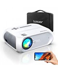 Bomaker Vidéoprojecteur WiFi, Supporte 1080P Full HD Projecteur Portable 6000 Rétroprojecteur Portable Multimédia Home Cinéma Outdoor Film pour iPhone/iPad/Android/TV Stick/PS4/HDMI/VGA/AV/USB, Blanc