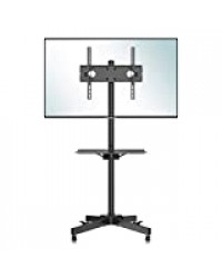 BONTEC Support TV roulettes Chariot d'affichage Télévisions de 23-55 Pouces Plasma/LCD/LED Hauteur Réglable de 800-1500mm avec Plateau Solide - VESA Max 400x400 mm