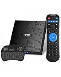 Box TV Android T9 Android 8.1 avec mini clavier sans fil 4 Go RAM 32 Go ROM RK3328 Bluetooth 4.1 Processeur Quad-Core Cortex-A53 2,4 GHz WiFi Compatible avec 4k2k Ultra H.265 Smart TV Box