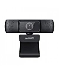 Business Webcam pour PC, AUSDOM AF640 Full HD 1080p/30ips Appels Vidéo, Autofocus Web Caméra avec Microphone, Vue Grand Angle 90° pour Ordinateur, Fonctionne avec Skype, Zoom, WebEx, Lync