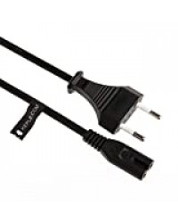 Cable alimentation 2 Pin c7 fiche bipolaire cordon Compatible avec Samsung, JVC, Phillips, LG, Sharp, Sony, TV, Secteur Imprimante Euro Fig8 Figure Fig 8 Connecteur Power d'alimentation Noir (3m)