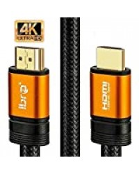 Câble HDMI 4K 1,5m - HDMI 2.0b 4K@60Hz Haute Vitesse par Ethernet en Nylon Tressé Supporte 3D/Retour Audio - IBRA Orange