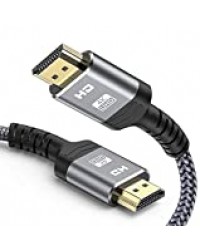 Câble HDMI 4K Snowkids High Speed HDMI 2.0 Ultra 18 Gbps 4K @ 60 Hz Prend en Charge la vidéo UHD 2160p, HD 1080p, 3D, Ethernet, Compatible Fire TV PS3 PS4