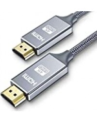 Câble HDMI 4K Ultra HD 3D, Snowkids Haute Vitesse Cable HDMI vers HDMI 2.0, 2160P, 1080P, Ethernet, Cordon HDMI 1m Durable Nylon Tressé, Retour Audio(Arc) Compatible UHD TV,Blu-Ray,PS4,PS3,PC