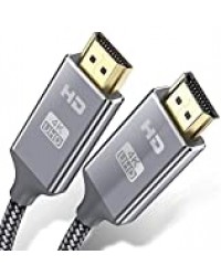 Câble HDMI 4k Ultra HD[0.9m],Câble HDMI 2.0 en Nylon Tressé avec Ethernet 3D,4K et Retour Audio - Vidéo 4K 2160p Full HD 1080p 3D,TV,Playstation PS3,PS4,HDTV,Arc,HDCP 2.2,HDR